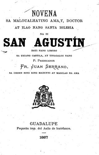 Cover for Novena sa maloualhating am,t, doctor at ilao nang Santa Iglesia na si San Agustín