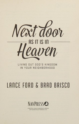 Cover for Next Door As It Is in Heaven