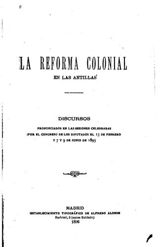 Cover for La reforma colonial en las Antillas