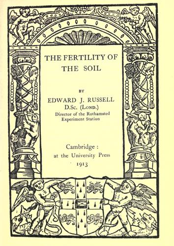 Cover for The fertility of the soil