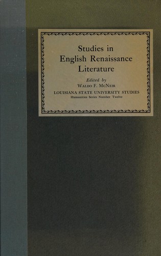 Cover for Studies in English Renaissance literature.