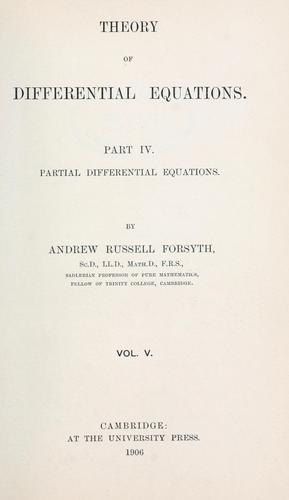 Cover for Theory of differential equations.