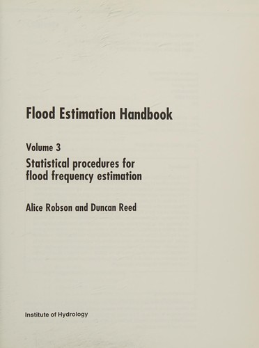 Cover for Flood estimation handbook.