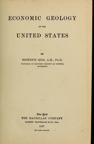 Cover for Economic geology of the United States