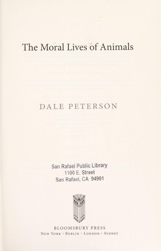 Cover for The moral lives of animals