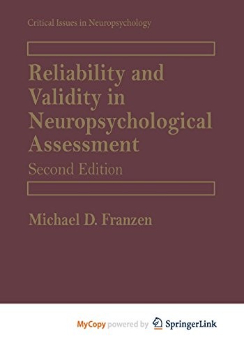 Cover for Reliability and Validity in Neuropsychological Assessment