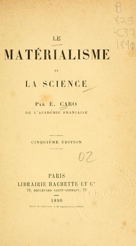 Cover for matérialisme et la science