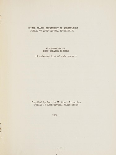 Cover for Bibliography on refrigerator lockers (a selected list of references)