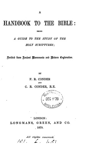Cover for A handbook to the Bible, by F.R. and C.R. Conder