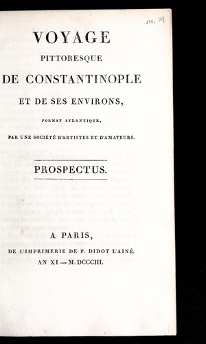 Cover for Voyage pittoresque de Constantinople et de ses environs