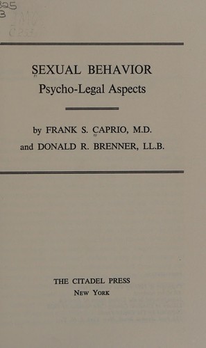 Cover for Sexual behavior; psycho-legal aspects
