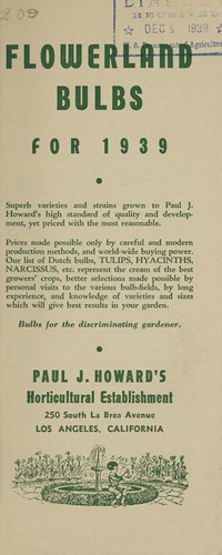 Cover for Flowerland bulbs for 1939