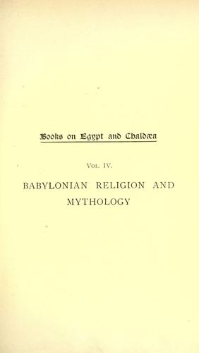 Cover for Babylonian religion and mythology.