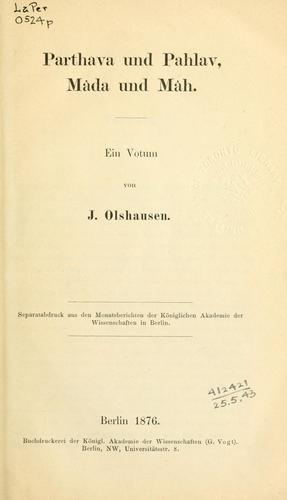 Cover for Parthava und Pahlav, Mâda und Mâh, ein Votum.
