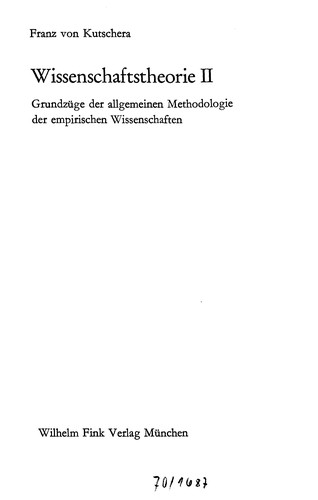 Cover for Wissenschaftstheorie. 2
