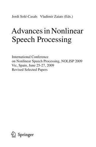 Cover for Advances in nonlinear speech processing