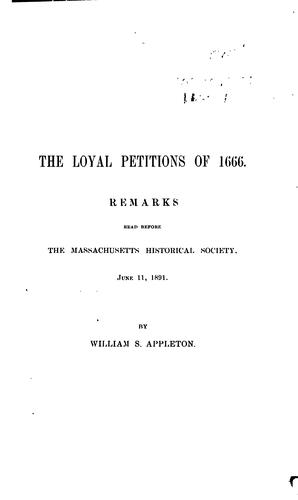 Cover for The loyal petitions of 1666