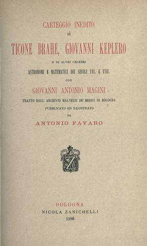 Cover for Carteggio inedito di Ticone Brahe, Giovanni Keplero e di altri celebri astronomi e matematici dei secoli XVI. e XVII.