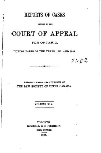 Cover for Reports of Cases Decided in the Court of Appeal [1876-1900].
