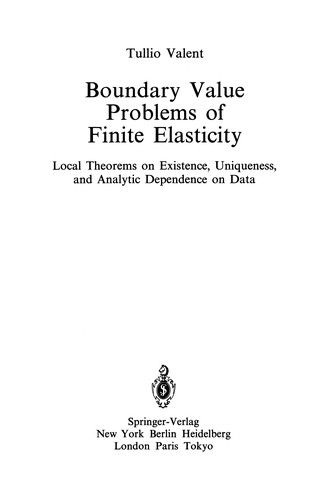 Cover for Boundary Value Problems of Finite Elasticity
