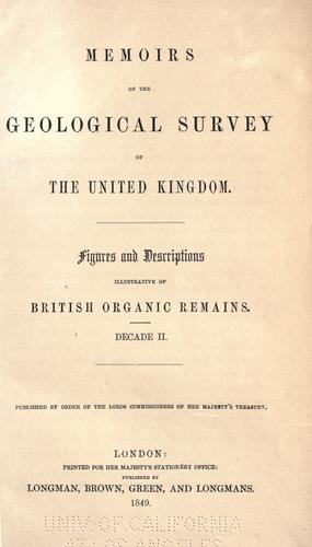Cover for Figures and descriptions illustrative of British organic remains.