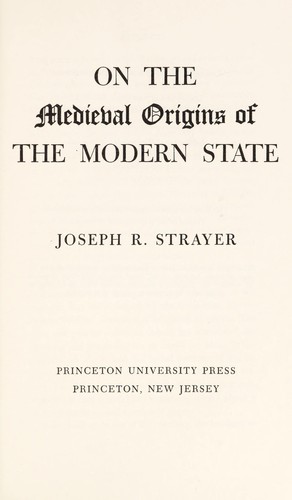 Cover for On the medieval origins of the modern state