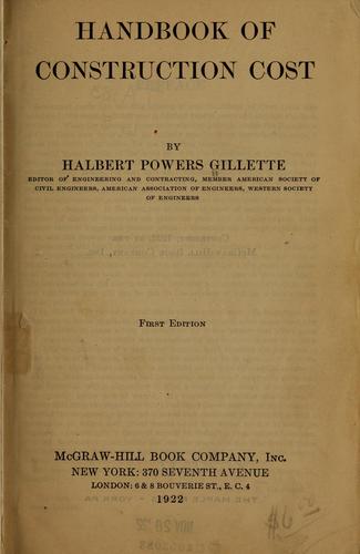 Cover for Handbook of construction cost