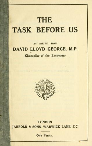 Cover for The task before us