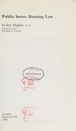 Cover for Public sector housing law