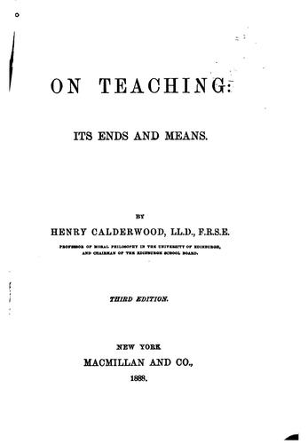 Cover for On Teaching: Its Ends and Means