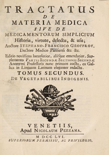 Cover for Tractatus de materia medica, sive de medicamentorum simplicium historia, virtute, delectu & usu