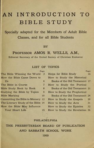 Cover for An introduction to Bible study