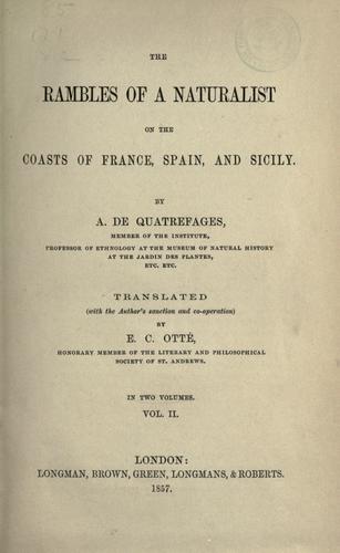 Cover for The rambles of a naturalist on the coasts of France, Spain, and Sicily