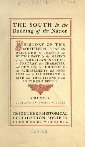 Cover for The South in the building of the nation