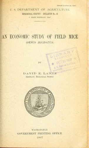 Cover for An economic study of field mice (genus Microtus)