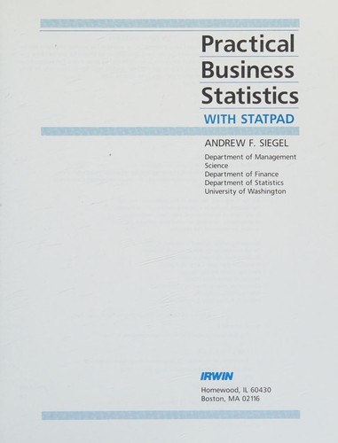 Cover for Practical business statistics with STATPAD