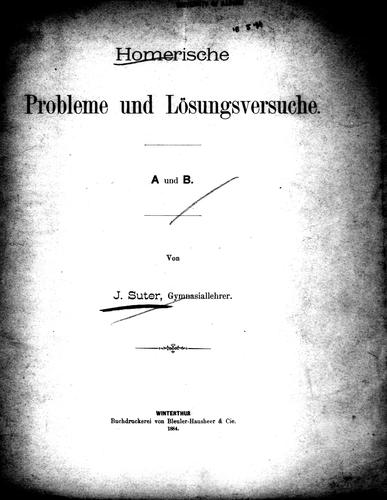 Cover for Homerische Probleme und Lösungsversuche