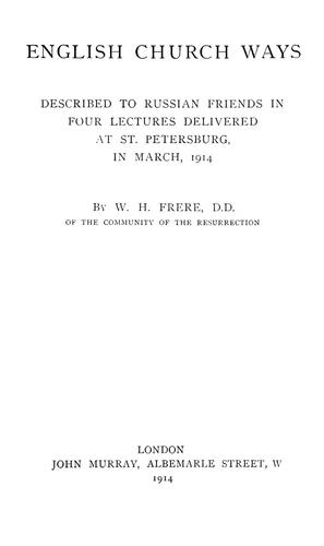 Cover for English church ways