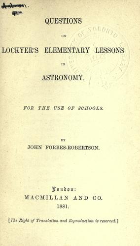 Cover for Questions on Lockyer's Elementary lessons in astronomy.