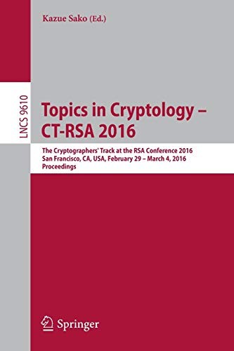Cover for Topics in Cryptology - CT-RSA 2016