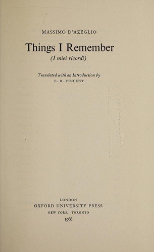 Cover for Things I remember (I miei ricordi)