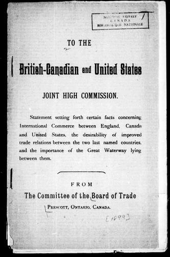 Cover for To the British-Canadian and United States Joint High Commission