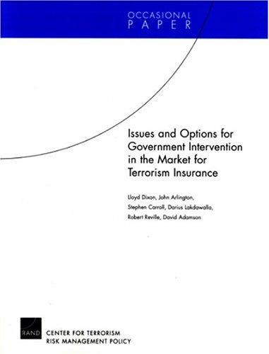 Cover for Issues and options for government intervention in the market for terrorism insurance