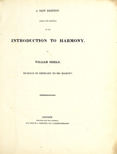 Cover for An introduction to harmony