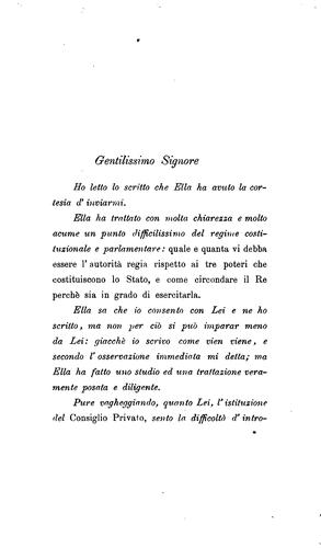 Cover for Della istituzione di un Consiglio privato della Corona nel nostro regime parlamentare per ...