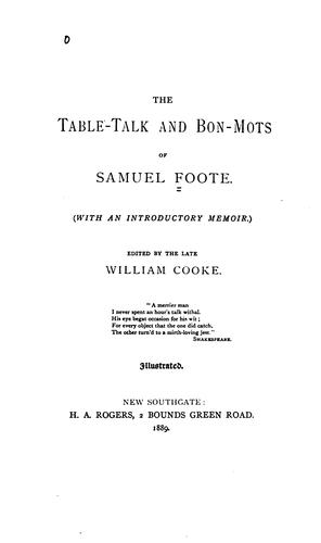Cover for table-talk and bon-mots of Samuel Foote : (with an introductory memoir)