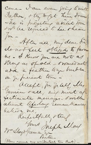 Cover for [Letter to] My dear W Garrison