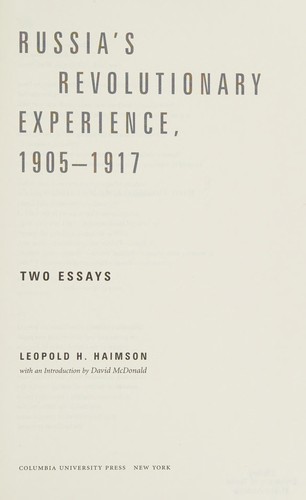 Cover for Russia's revolutionary experience, 1905-1917