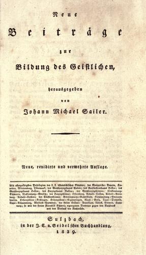 Cover for Neue Beiträge zur Bildung des Geistlichen