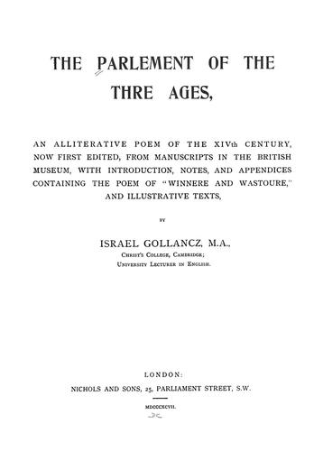 Cover for The parlement of the thre ages